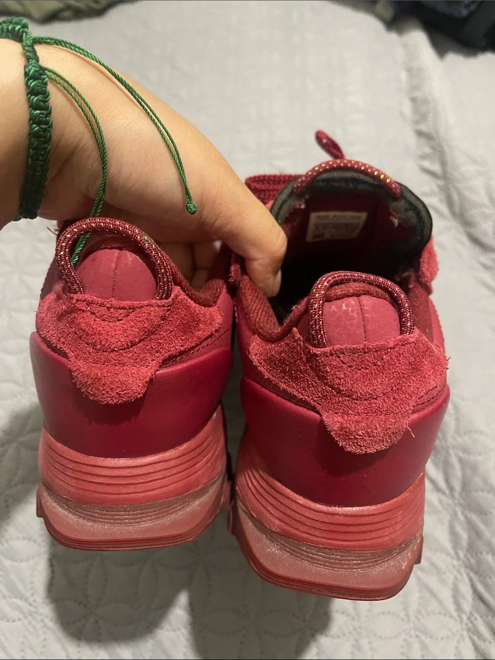 Reebok Red Suede & Mesh Athletic Sneakers